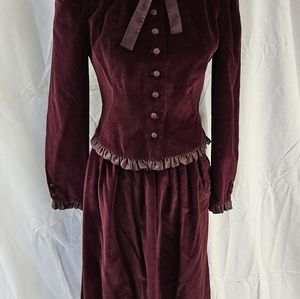Vintage 70's wine Blazer & Skirt